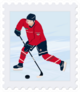 Postage Stamp Hockey Player Abstract Ice Sticker