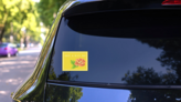 Postcard Cross Stitch Sticker on a Rear Car Window (New) example
