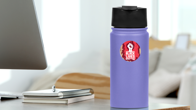 Poster About Human Rights Violation Of Black People Sticker on a Water Bottle (New) example