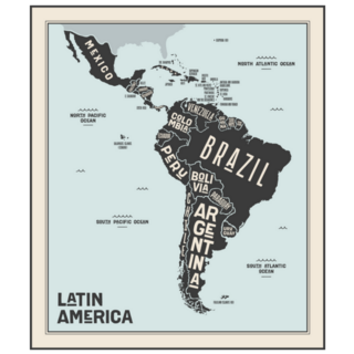Poster Map Of Latin America Brazil Sticker