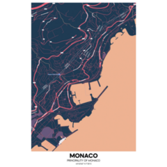 Poster Monaco Map Sticker