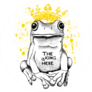 Poster With A Picture Of A Frog Wearing A Yellow Crown Sticker