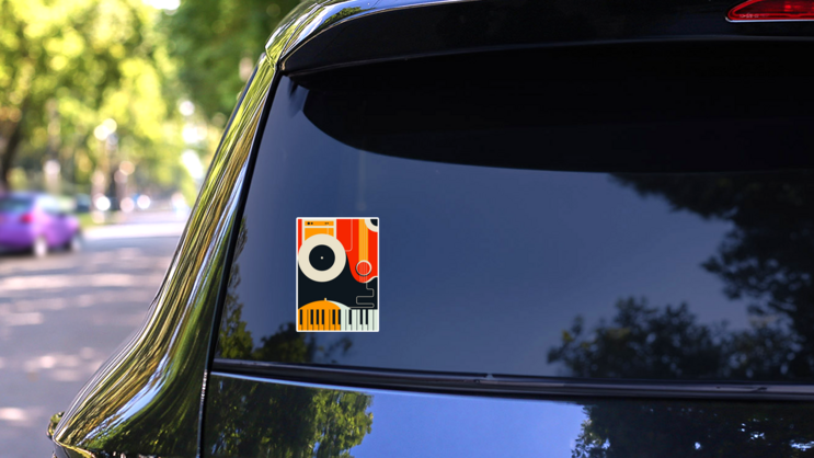 Poster With Abstract Musical Instruments Sticker on a Rear Car Window (New) example