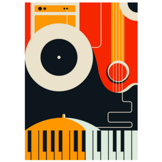 Poster With Abstract Musical Instruments Sticker