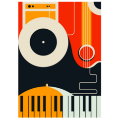 Poster With Abstract Musical Instruments Sticker