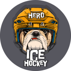 Poster With Image Bulldog In A Yellow Ice Hockey Helmet Sticker
