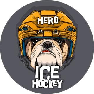 Poster With Image Bulldog In A Yellow Ice Hockey Helmet Sticker