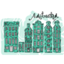 Poster With Traditional Amsterdam Netherlands Houses Doodle Sticker