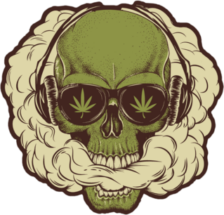 Pot Smoking Skull Sticker