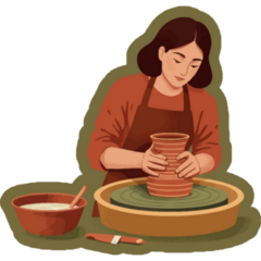 Pottery On Green Sticker