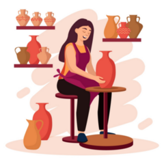 Pottery Scene Sticker