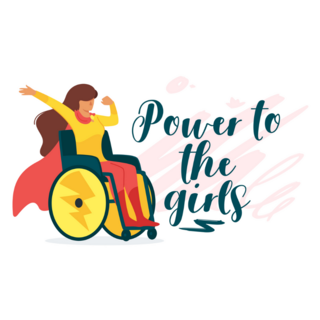 Power To Girls Cartoon Banner Sticker