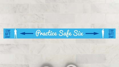 Practice Safe Six Blue Line Floor Sticker