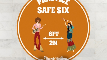 Practice Safe Six Orange Circle Floor Sticker