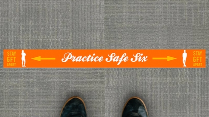 Practice Safe Six Orange Line Floor Sticker