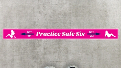 Practice Safe Six Pink Line Floor Sticker