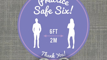 Practice Safe Six Purple Circle Floor Sticker