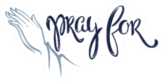 Pray For, Lettering Religion Composition With Hands Sticker