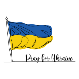 Pray For Ukraine Flag Lettering Sticker