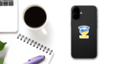 Pray For Ukraine Sketch Lettering Heart Sticker on a Phone (New) example
