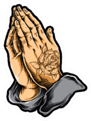 Pray Hand Rose Tattoo Sticker