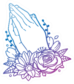 Praying Hands Religion Rose Flower Gradient Sticker