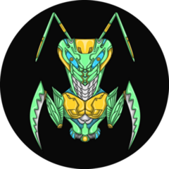 Praying Mantis Cyberpunk Chibi Color Anime Sticker