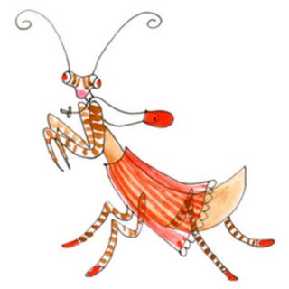 Praying Mantis Drawing Characterized Sticker