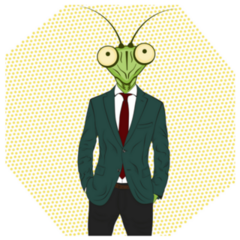 Praying Mantis Funny Suit Illustration Sticker