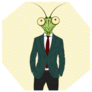 Praying Mantis Funny Suit Illustration Sticker