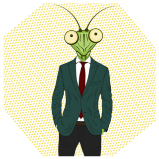 Praying Mantis Funny Suit Illustration Sticker