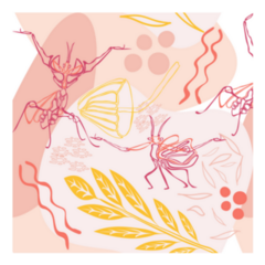 Praying Mantis Meditate Pink Seamless Pattern Sticker