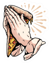 Praying Pizza Food Graphic Illustration Sticker