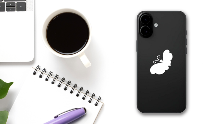 Precious Little Butterfly Sticker on a Phone (New) example