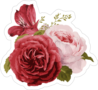Pretty Bouquet of Roses Flower Stickers
