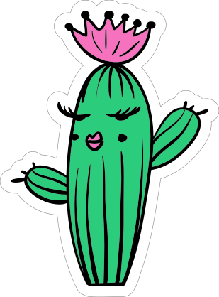 Pretty Cactus Cartoon Sticker