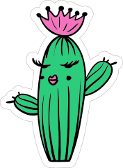 Pretty Cactus Cartoon Sticker