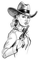 Pretty Cowgirl With A Gun Sticker