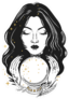 Pretty Fortune Teller Looking Through A Crystal Ball Sticker