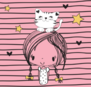 Pretty Girl With Cat Sticker