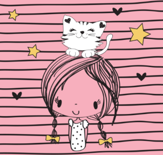 Pretty Girl With Cat Sticker