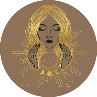 Pretty Golden Fortune Teller Looking Through A Crystal Ball Sticker
