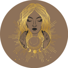 Pretty Golden Fortune Teller Looking Through A Crystal Ball Sticker