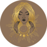 Pretty Golden Fortune Teller Looking Through A Crystal Ball Sticker