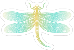 Pretty Light Blue and Yellow Dragonfly Sticker