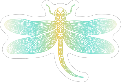 Pretty Light Blue and Yellow Dragonfly Sticker