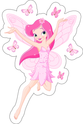 Pretty Pink Fairy with Butterflies