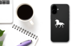 Pretty Unicorn Sticker on a Phone (New) example