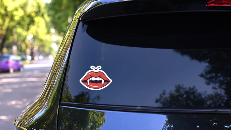Pretty Vampire Lips Sticker on a Rear Car Window (New) example