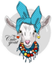Pretty White Goat With Blue Turban Cute Goat Sticker